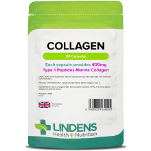Lindens - Collagen 400mg - 90 Capsules - One-A-Day - UK Made - Marine Source Hyd