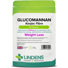 Lindens Glucomannan (Konjac Fibre) Capsules - 3,000mg Per Serving - 90 Pack - Weight Loss Aid - Contributes Towards The Reduction of Appetite - Weigh