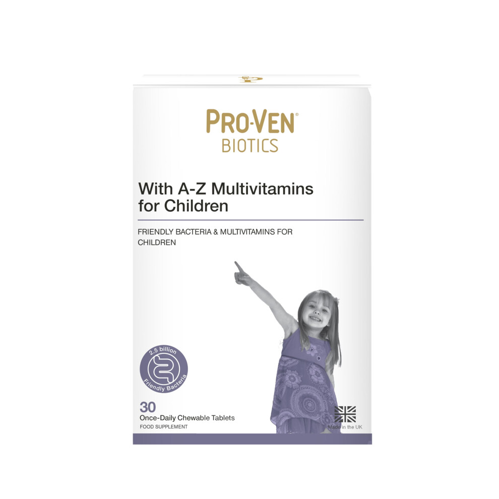 Pro-Ven Probiotics For Children (4-16) A-Z Multivitamins Supplement For Gut Health, Immunity & Energy 2.5 Billion Cfu Friendly Bac
