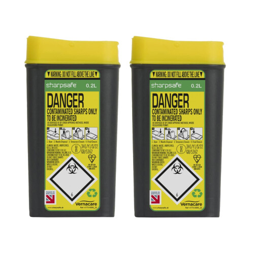 Sharpsafe 200ml Compact Travel Bin, Pack of 2
