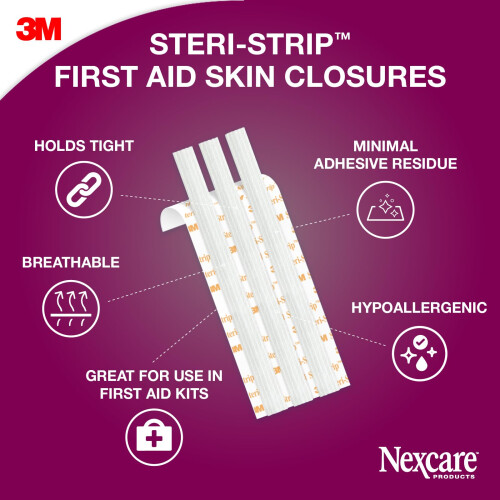 Nexcare Steri-Strip Skin Closures, Assorted Sizes, 8 Plasters per 2
