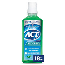 ACT Restoring Anticavity Fluoride Mint Burst Mouthwash 18 Ounce Helps