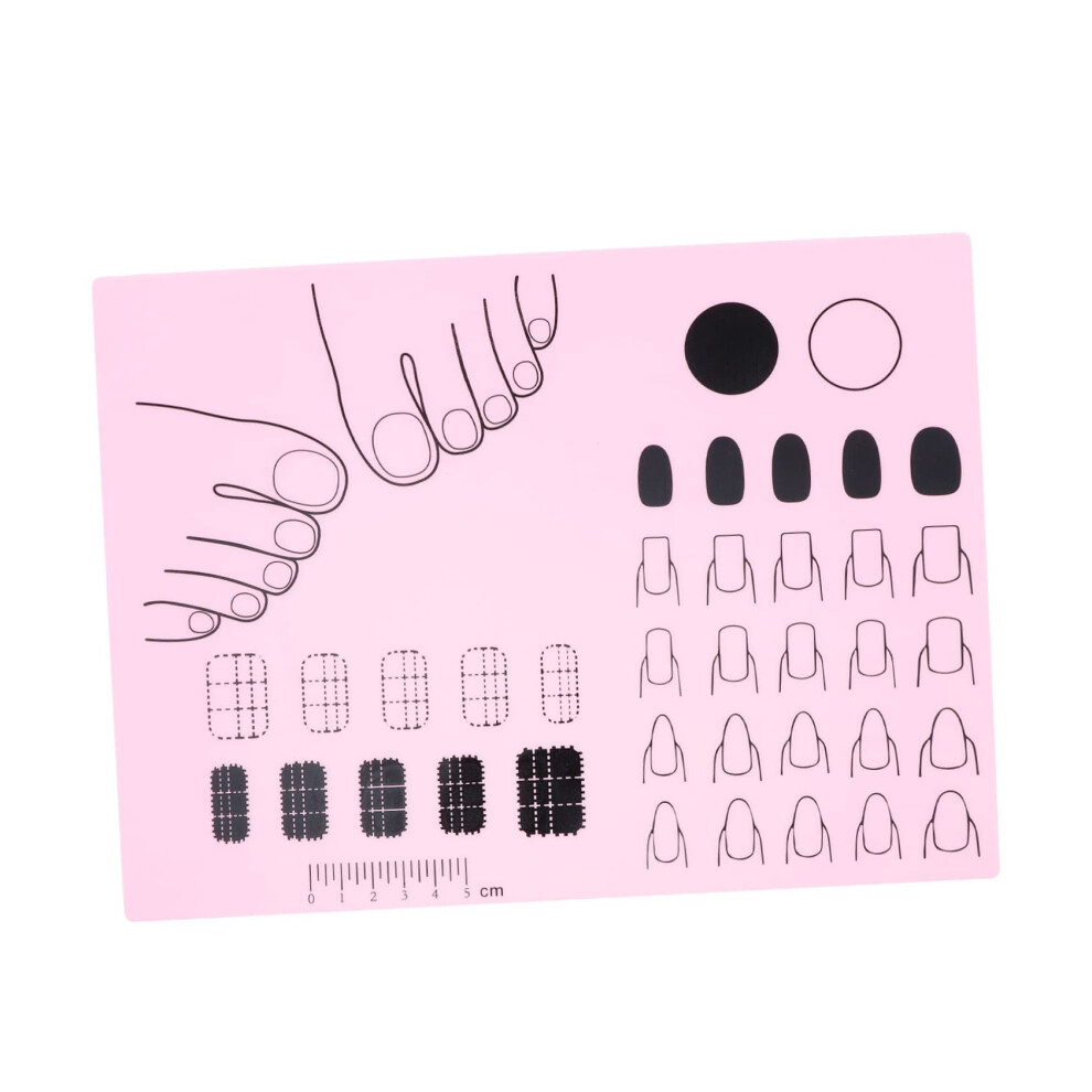 Nail Art Practice Mat Reusable Pink Silicone Pad for Acrylic Nails Stamping and Manicure