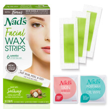 Nad's Facial Wax Strips - Facial Hair Removal For Women, Face Wax Strips, Includes 20 Waxing Strips + 4 Calming Oil Wipes, Hypoall