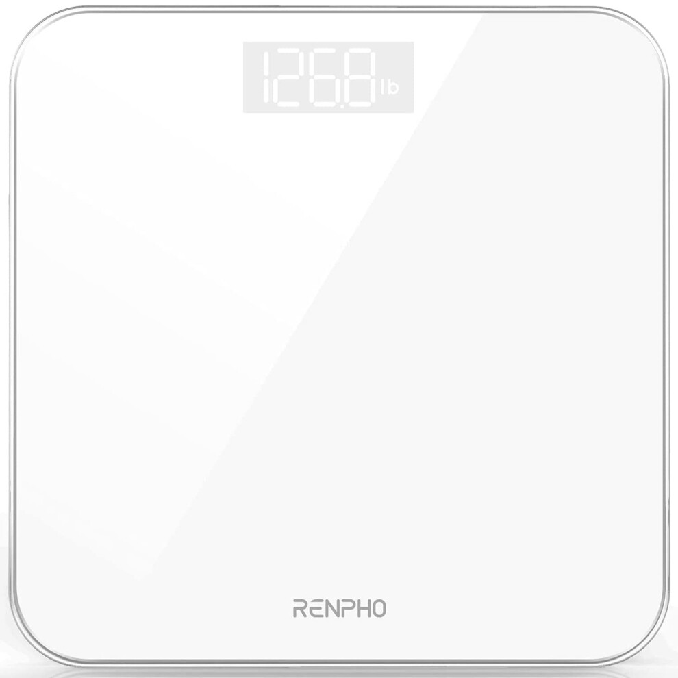 Renpho White Digital Bathroom Scales Weighing Scale With High Precision Sensors Body Weight Scale (Stone/Lb/Kg) - Core 1S