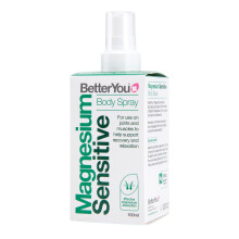 BetterYou Magnesium Sensitive Body Spray, Pure, Clean and Natural Source of Chlorides, Spray, Vegan & Palm-Oil Free, 100 ml (600 S
