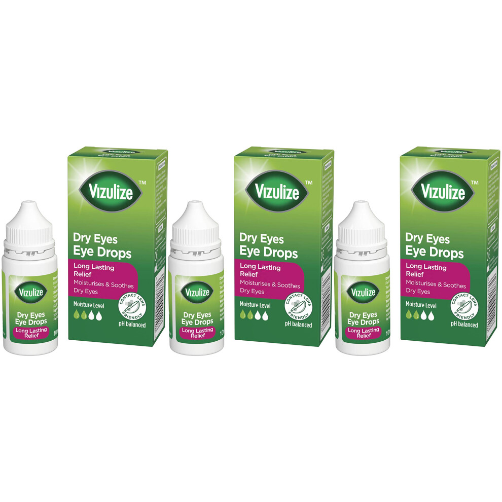 Vizulize Dry Eye Drops, For Dry, Irritated & Uncomfortable Eyes, 3 X 10 Ml Bottles