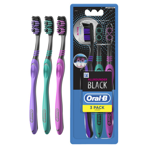 Oral-B Oral-B Allrounder Black Manual Toothbrush x3