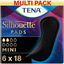 Tena Silhouette Mini Noir Insoles for Bladder Weakness and Urination in Women - Pack of 108