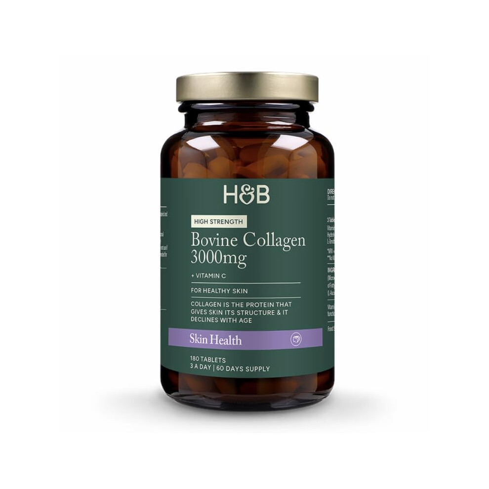 Holland & Barrett Bovine Collagen Tablet 3000Mg - Type I Collagen Peptides - Hydrolysed Collagen With Vitamin C - Hair, Skin & Nails - 180 Tablets, 0