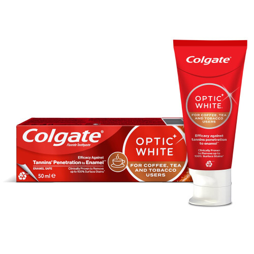 Colgate Colgate Optic White Whitening Toothpaste for Coffee, Tea and Tobacco Users (50 ML)