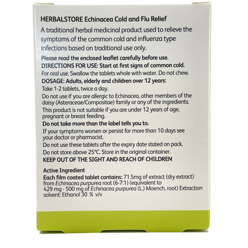Herbal Store Echinacea Cold and Flu Relief 30 Film Coated Tablets 1