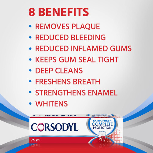 Corsodyl Corsodyl Complete Protection Toothpaste, Extra Fresh, Gum care, Fluoride toothpaste, 4x75ml 2