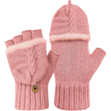 1 paire de mitaines d'hiver sans doigts pour femmes et hommes, chaudes, en laine tricotée, convertibles, à rabat, pour temps froid