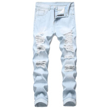 Jean Pants For Men Full Length Button Zipper White Wash Skinny Jean Pants With Pockets