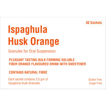 Ispaghula Isabgol Psyllium Husk for Constipation Relief and Weight Loss - Natural Dietary Fiber - Laxative - 30 Orange Sachets