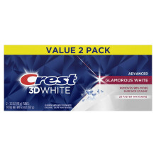 Crest 3D White Advanced Glamorous White Teeth Whitening Toothpaste, 3.3 oz, Pack of 2