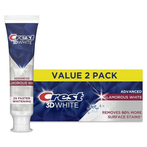 Crest Crest 3D White Advanced Glamorous White Teeth Whitening Toothpaste, 3.3 oz, Pack of 2 1