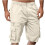 Short cargo homme décontracté, uni, multipoches, fermeture éclair à bouton, taille élastique, tailles M à 3XL 1