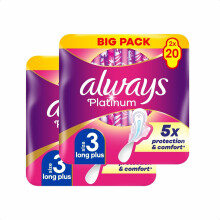 Always Platinum Day & Night Wings - 40 Count (2 Packs of 20) Size 3 Scent-Free U