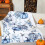 Thanksgiving pompoen plaid deken in Chinoiserie blauw-wit 2