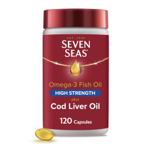 Seven Seas Omega-3 Fish Oil High Strength Plus Cod Liver Oil & Vitamin D, 120 Ca