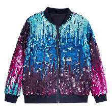 Sequin Jackets Girls Colorful Long Sleeve Zip up Jacket for Kids Christmas Shiny Fashion Clothes Coat Outwear Size 4 Y-6 Y