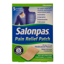Salonpas Pain Relief Patch - 5 Pack - Medicated Plaster for Joint & Muscle Pain
