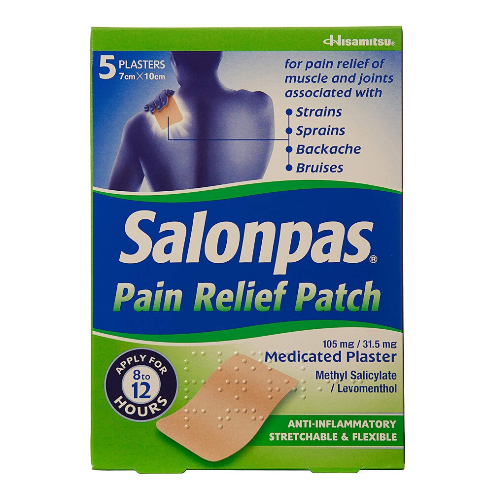 Salonpas Pain Relief Patch | 5 Pack | Medicated Plaster For Joint