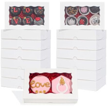 White Cookie Boxes with Window 7 x 4.375 x 1.5 in 50 Pack