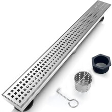 Ralo de chuveiro linear de 30 cm com tampa removível, ralo de piso retangular em aço inoxidável 304 para cozinha/banheiro, preto fosco, com filtro