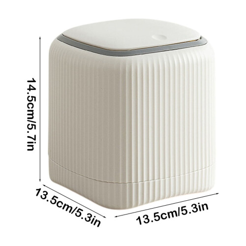 Mini Desktop Trash Can with Lid, Dual Compartment Recycle Bin, Push Button, Lightweight Plastic – Compatible with Bathroom & Office 2