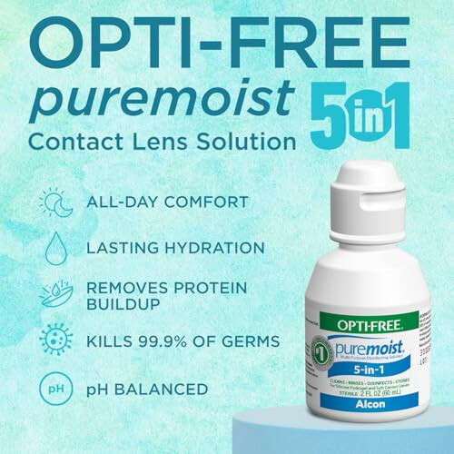 Opti-Free Puremoist Multi-Purpose Disinfecting Solution with Lens Case, 2-Ounces 2