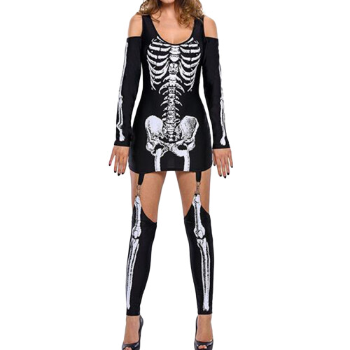 (XL, Black) Dámsky halloweenský kostým, a pančuchami