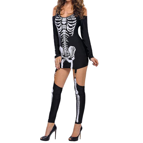 (XL, Black) Dámsky halloweenský kostým, a pančuchami 2