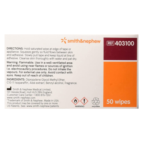 Smith and Nephew Remove Adhesive Remover Wipes 403100, 50-count 1