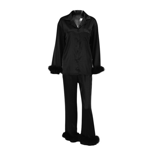 (L, Black) Conjunto de pijama e calça.