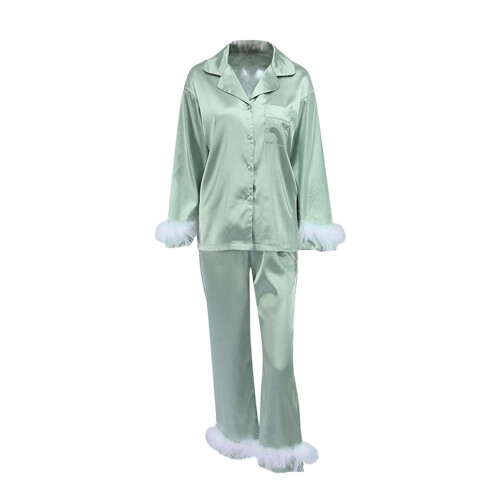 (XL, Green) Conjunto de pijama e calça.