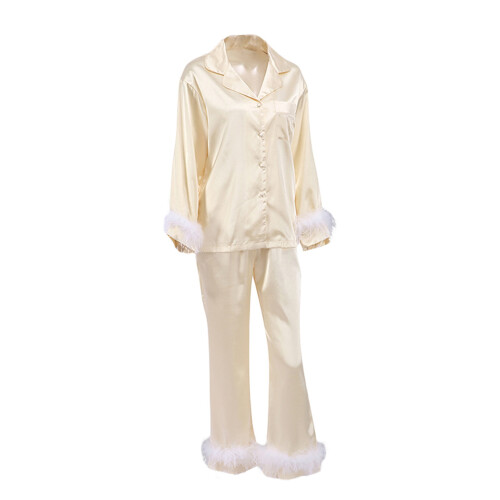 (XL, Champagne) Conjunto de pijama e calça.
