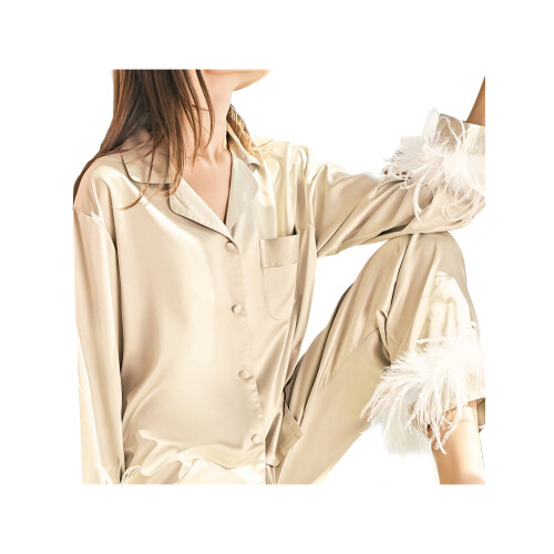 (M, Champagne) Conjunto de pijama e calça. 1