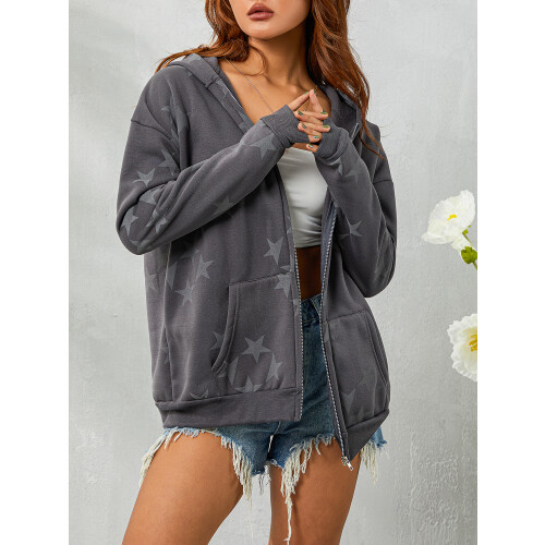 (L, Dark Gray) Veste à capuche fermeture éclair. 1