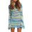 (M, Blue) Robe femme, manches rayée, mi-longue 1
