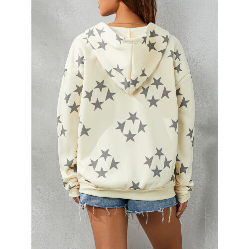 (M, White) Veste à capuche fermeture éclair. 2