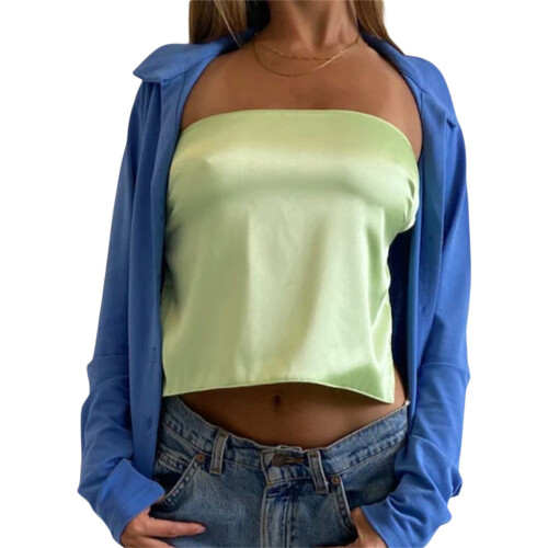 (S, Green) Débardeur bustier sans E-girl Y2K 2