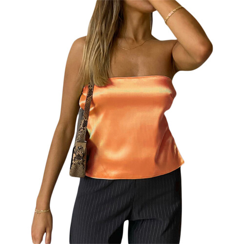(S, Orange) Débardeur bustier sans E-girl Y2K 1