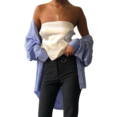 (M, White) Débardeur bustier sans E-girl Y2K 1