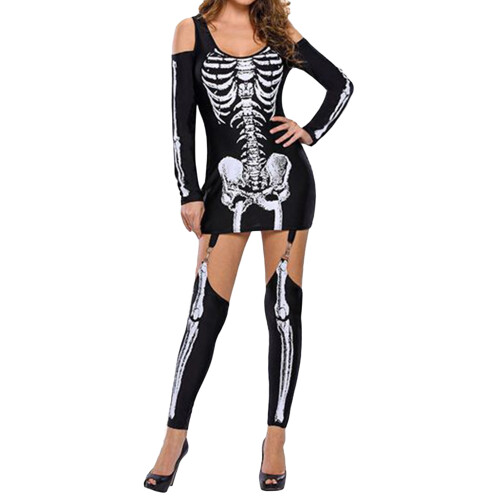 (XL, Black) Dámsky halloweenský kostým, a pančuchami 1