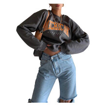 (S, Gray) Sweat-shirt ample femme printemps, à manches longues, motif alphabet, pull printemps/automne/hiver.
