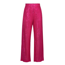 (S, Rose Red) Weit geschnittene Damenhose mit Paillettenbesatz, lässige Hose mit hohem Bund und elastischem Bund für Damen
