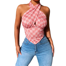 (S, Pink) Débardeurs dos nu vêtements d'été